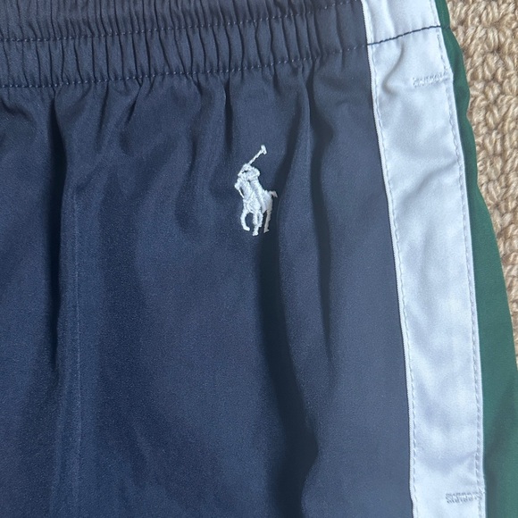 Ralph Lauren Kids Navy Athletic Pants with Green and White Stripes - Picture 3 of 5